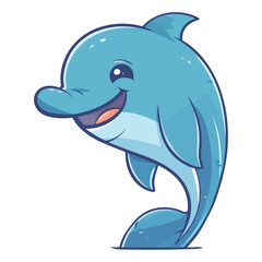 Sticker - Smiling dolphin illustration