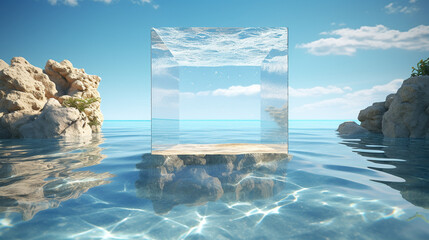 Glass podium in the ocean