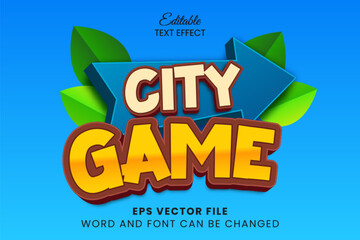 Poster - city game 3d editable vector text effect