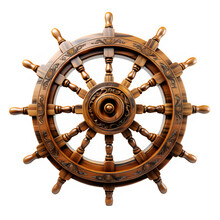 Wooden Steering Wheel Cut Out Isolated On Transparent Background ,generative Ai