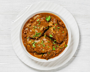 Wall Mural - Cube Steak with Brown Balsamic Onion Gravy in bowl