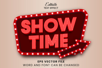 Aufkleber - Show time 3d editable vector text effect, retro vintage style text effect