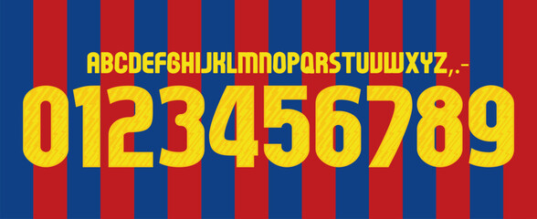 Canvas Print - font vector team 2010 kit sport style. football style font with lines. messi. Barcelona font. barça font. sports style letters and numbers for soccer team