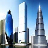 Fototapeta  - とても美しい近未来的な高層ビル群 L