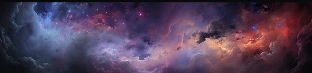 Wall Mural - Universe landscape panoramic view. Generative AI