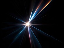 Lens Flare And Rays Of Light Isolated On Black Background. Generative AI