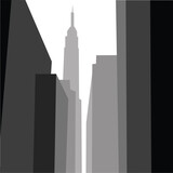 Fototapeta Nowy Jork - silhouette of urban buildings in black and white. can be used for backgrounds