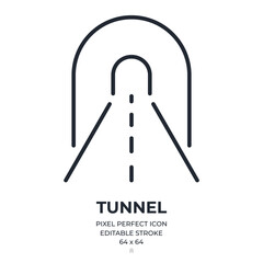 Wall Mural - tunnel editable stroke outline icon isolated on white background flat vector illustration. pixel per