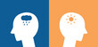 © Hhoary - Mental health concept. depreesed and happy head illustration for therapist, psychology