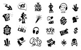 Fototapeta Młodzieżowe - hip hop culture rap music graffiti break dance symbols icon set ,isolated vector design element

