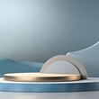 © PTC_KICKCAT - Abstract scene podium mockup. Award ceremony concept. 3d render. Podium for product shoot. AI Generative Illustration.