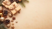 Christmas Decoration With Gift Box Background