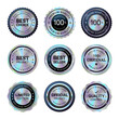 Set of holographic seal quality badge labels
