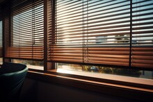 Intricate Office Window Blinds In Close-up View.AI