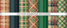Set Textile Tartan Seamless. Vector Pattern Texture. Fabric Background Check Plaid.