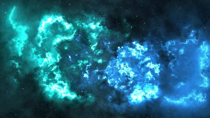 Wall Mural - 4K 3D Animation of flying through glowing nebulae and stars Space travel through a cluster of stars and Milky Way galaxy. nebulae, clouds and stars. Nebula Infinite Universe Galaxy,