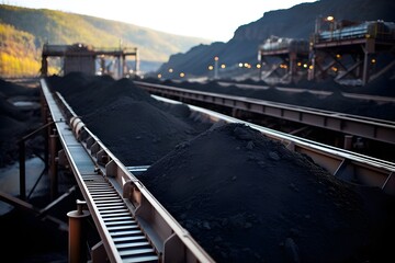 Canvas Print - Mining Conveyor System - Coal Transportation in Mining Industry