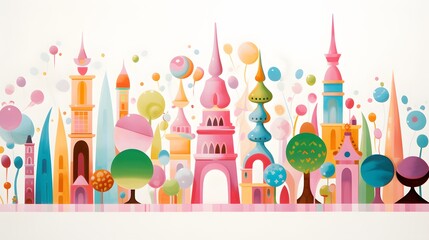 Wall Mural - Candy sweet world illustration