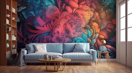 Wall Mural - A vibrant mosaic pattern with intricate details and a burst of colors. Colorful illustration art. Generative AI
