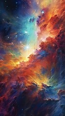 Wall Mural - A celestial sky with swirling galaxies and a shimmering cosmic background Colorful illustration art. Generative AI