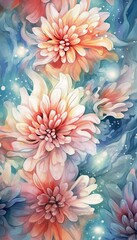 Wall Mural - Watercolor Aster flower illustration. Colorful painting floral background. Generative AI