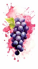 Wall Mural - Watercolor style Grapes fruit in colorful style illustration. Natural food painting art. Generative AI
