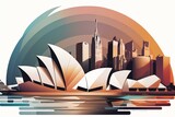 Fototapeta Big Ben - Illustration of Sydney's abstract skyline panorama. Generative AI