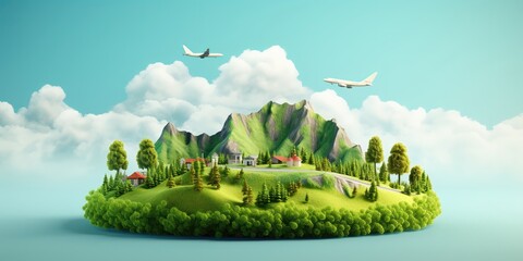 Poster - Travel and vacation, trees on a tropical island.