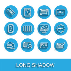 Poster - Set line UI or UX design, Website statistic, SEO optimization, Color palette guide, and development icon. Vector