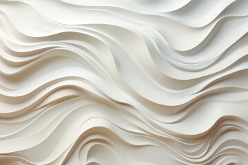 Wall Mural - White wavy paper texture, cutout design. Elegant background. Made with Generative AI