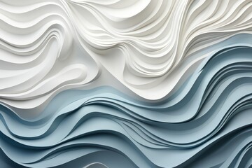 Wall Mural - White wavy paper texture, cutout design. Elegant background. Made with Generative AI