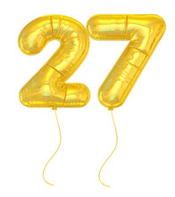 27 Number Golden Balloons 3D