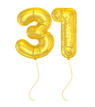 31 Number Golden Balloons 3D