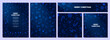 © Ja Creatives - Stylish Christmas theme Backgrounds in gradient midnight blue, decorated with blueberry blue Christmas elements. Beautiful winter templates. Card, banners, posters, square pattern. Vector Illustration