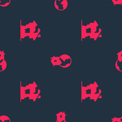 Poster - Set Ruined house and Shelter for homeless on seamless pattern. Vector
