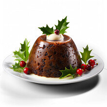 Christmas Pudding Isolated On Transparent Background 