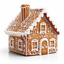 Gingerbread House Isolated On White Background 