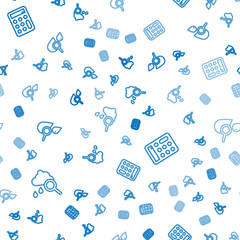 Poster - Set line Cloud with rain, Calculator and Drop and magnifying glass on seamless pattern. Vector