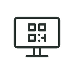 Poster - QR code generator isolated icon, qr code on computer screen vector icon with editable stroke