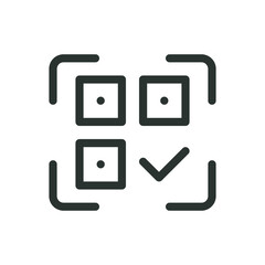 Aufkleber - QR code check mark isolated icon, successful QR code scan icon with editable stroke