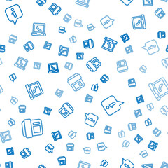 Poster - Set line Telephone handset, Information and 24 hours support on seamless pattern. Vector