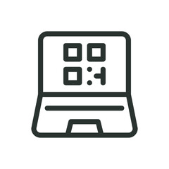 Poster - QR code on laptop screen isolated icon, qr code generation vector icon with editable stroke