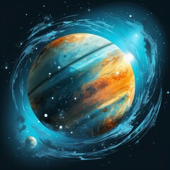 Wall Mural - miniature illustration of an unknown beautiful planet. vector illustration. bright art of a fictiona