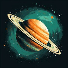 Wall Mural - miniature illustration of planet saturn. vector illustration. bright art of planet saturn with its r