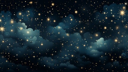 Sticker - night sky with stars and clouds. vector illustration of beautiful midnight starry skies. pretty dark