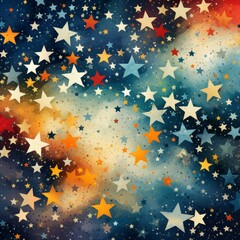 Wall Mural - colorful night sky with stars and clouds. vector illustration of beautiful multicolored midnight sta