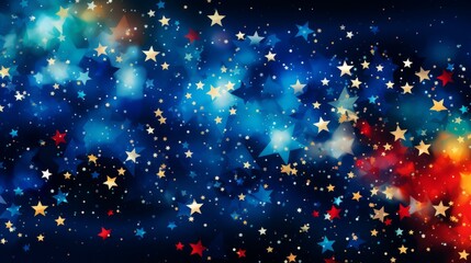 Sticker - colorful night sky with stars and clouds. vector illustration of beautiful multicolored midnight sta