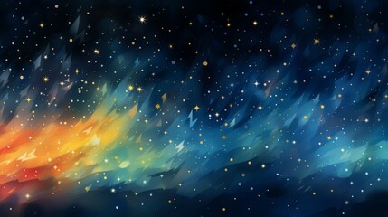Sticker - colorful night sky with stars and clouds. vector illustration of beautiful multicolored midnight sta