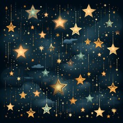 Wall Mural - night sky with stars and clouds. vector illustration of beautiful midnight starry skies. pretty dark
