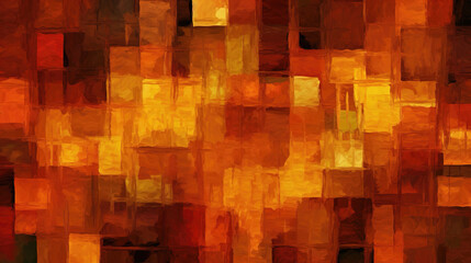 a modern abstract wallpaper artwork with orange shining blocks cubes, ai generated image